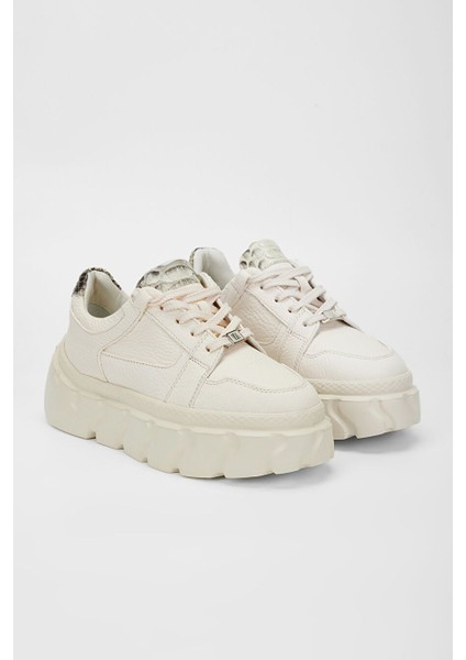 Kadın Bej Floter Hakiki Deri Sneakers & Spor Ayakkabı