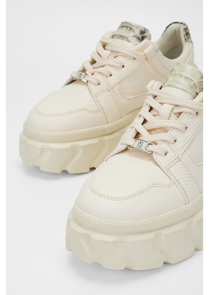 Kadın Bej Floter Hakiki Deri Sneakers & Spor Ayakkabı