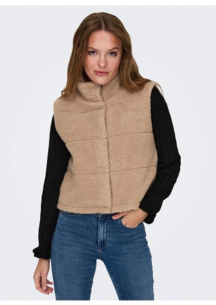 Açık Kahve Kadın Yelek Onlsandra Teddy Waıstcoat Otw