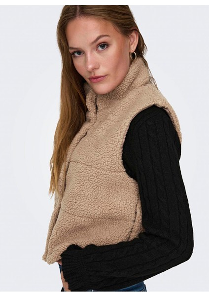 Açık Kahve Kadın Yelek Onlsandra Teddy Waıstcoat Otw