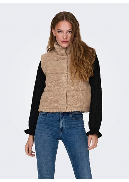 Açık Kahve Kadın Yelek Onlsandra Teddy Waıstcoat Otw