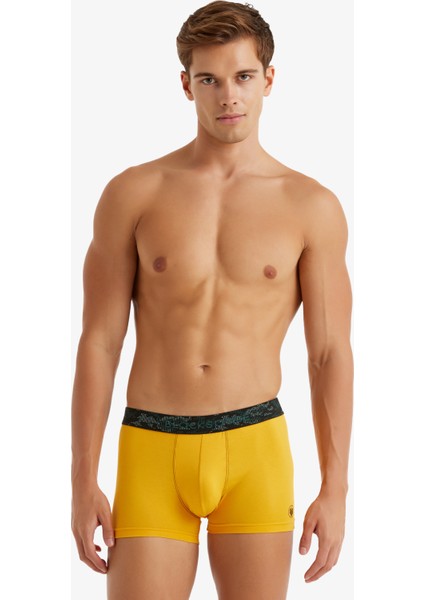 Erkek Pamuk Elastan Boxer 9555 - Sarı