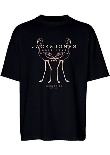 Erkek T-Shirt Jorlafayette Tee Ss Crew Neck 2 Fst 12255642-BLACK