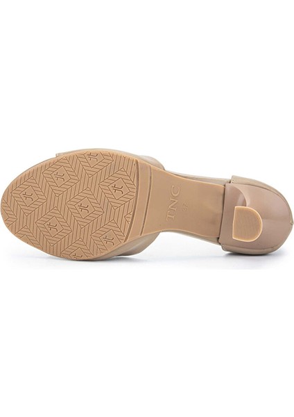 Kadın Hakiki Deri Camel Topuklu Sandalet