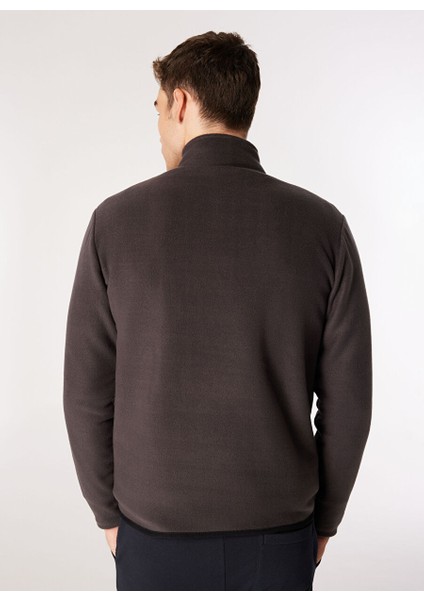 Antrasit Erkek Dik Yaka Basic Polar Sweatshırt D4WM-SWT3994