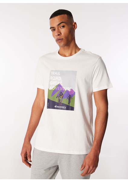 Beyaz Erkek Relaxed Baskılı T-Shirt D4SM-TST3263