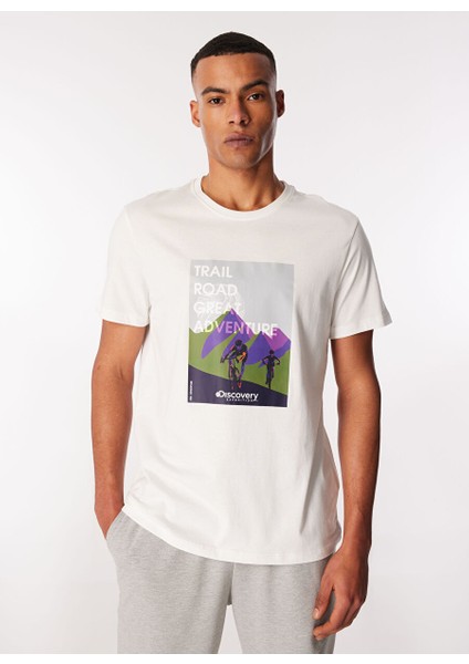 Beyaz Erkek Relaxed Baskılı T-Shirt D4SM-TST3263 modelleri