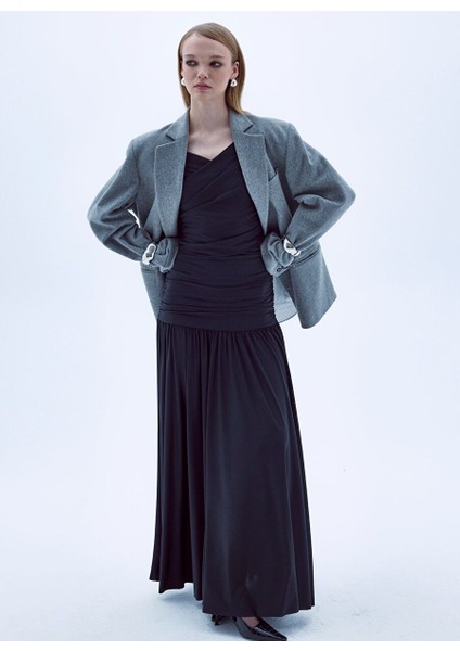 Boxy Yün Blazer Gri