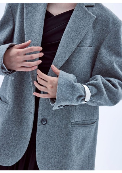 Boxy Yün Blazer Gri