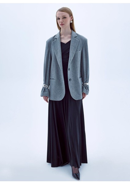 Boxy Yün Blazer Gri