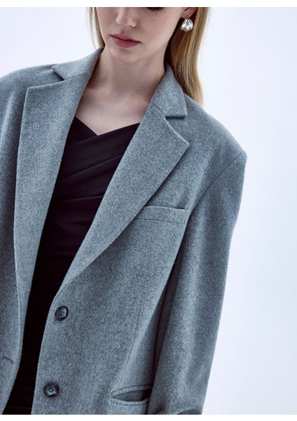 Boxy Yün Blazer Gri