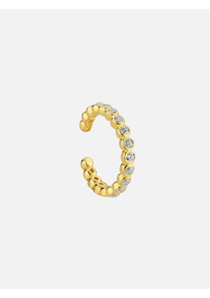 Sıra Taşlı Mini Kıkırdak Küpe Gold