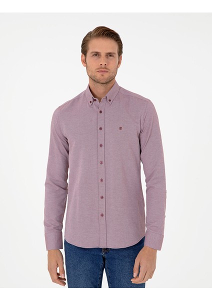 Bordo Slim Fit Uzun Kollu Gömlek modelleri