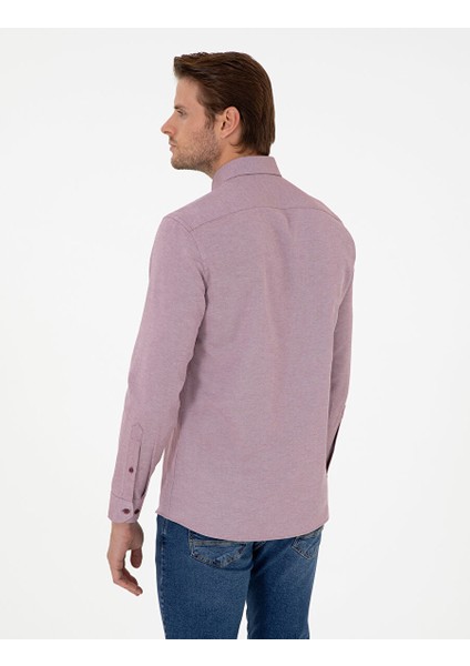 Bordo Slim Fit Uzun Kollu Gömlek indirimleri