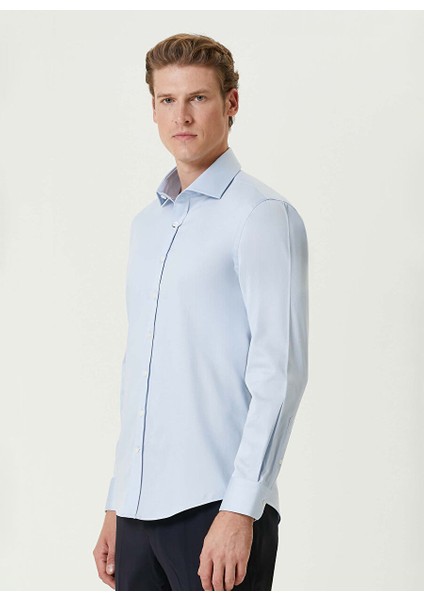 Açık Mavi Erkek Gömlek Slim Fit Düz Gömlek 1092990