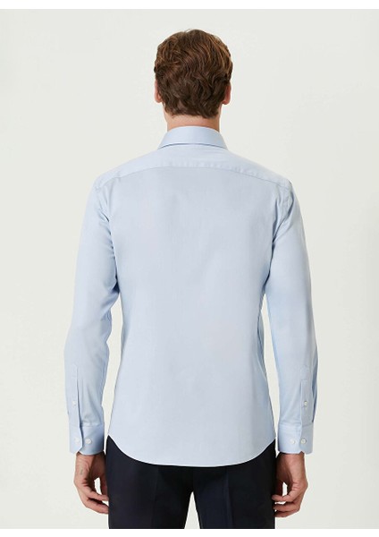 Açık Mavi Erkek Gömlek Slim Fit Düz Gömlek 1092990
