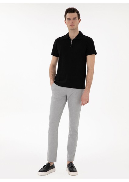 Siyah Erkek Slim Fit Polo T-Shirt Tıssel fırsatları