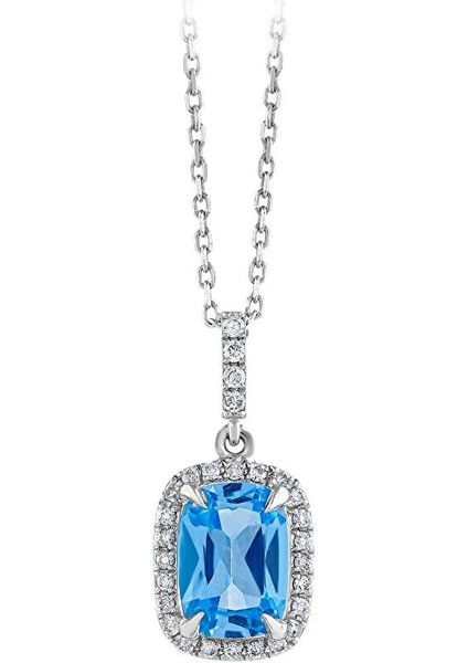 Mavi Topaz Taşlı Pırlanta Kolye