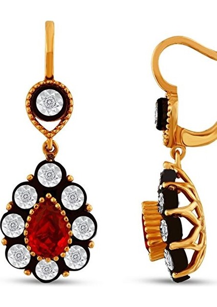 0.12 Karat Yakut Renkli Elmas Küpe