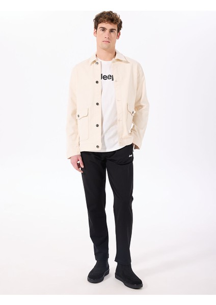 Ekru Erkek Relaxed Denim Ceket J5SM-CKT7222