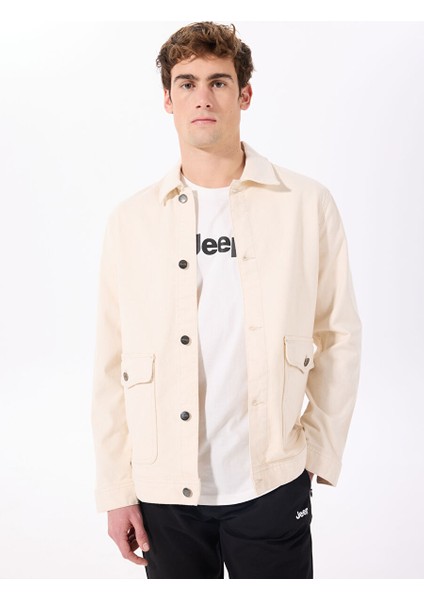 Ekru Erkek Relaxed Denim Ceket J5SM-CKT7222
