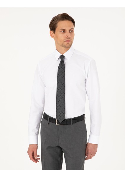 Beyaz Regular Fit Uzun Kollu Basic Gömlek