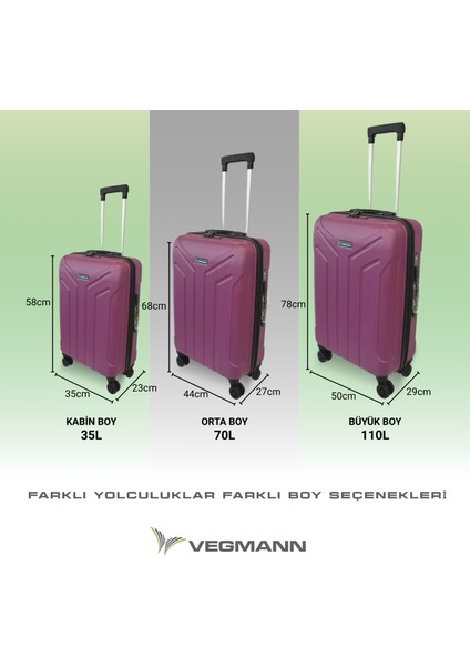 Tartılı Scavel Violet 3 Lü Valiz Seti