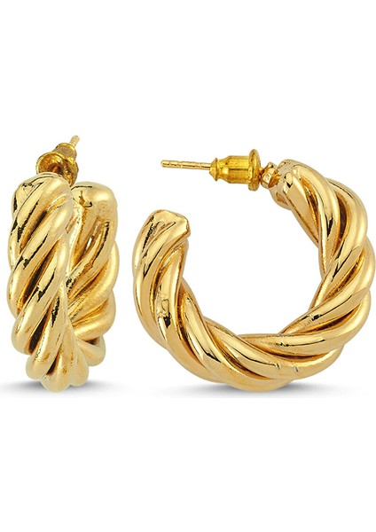 Lisa Lina Mini Twisted Chubby Hoops Burgu Formlu Altın Kaplama Kadın Küçük Boy Küpe