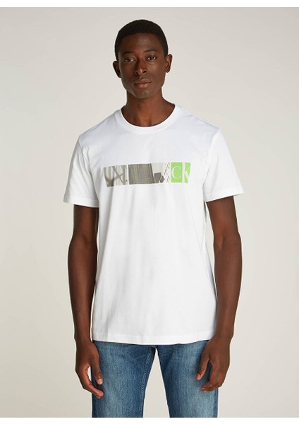 Beyaz Erkek Regular Fit Baskılı T-Shirt J30J326865YAF Cıty Block Tee