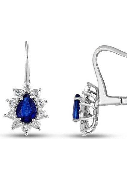 0.07 Karat Safir Taşlı Pırlanta Küpe