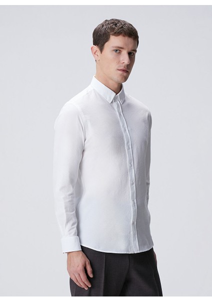 Beyaz Erkek Gömlek Slim Fit Düz Gömlek 1093081