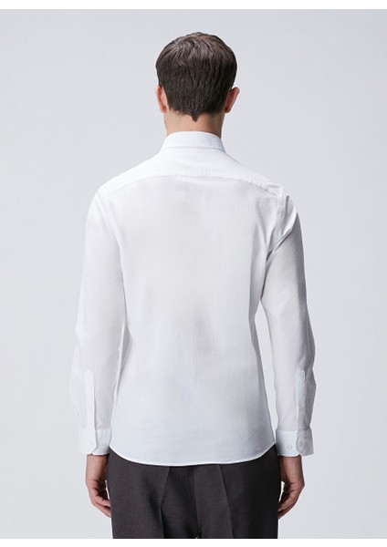 Beyaz Erkek Gömlek Slim Fit Düz Gömlek 1093081