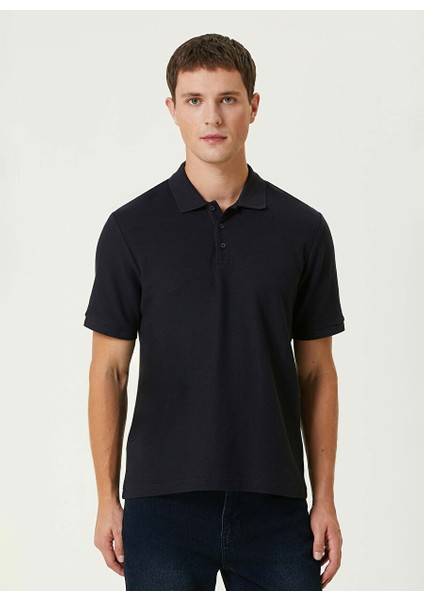 Lacivert Erkek Slim Fit Çizgili Polo T-Shirt 1091957