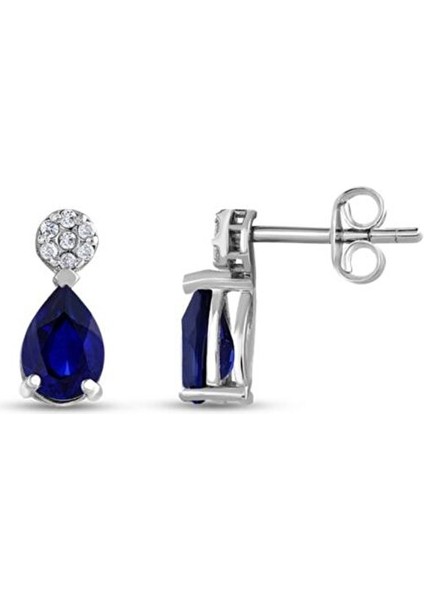 0.08 Karat Safir Taşlı Pırlanta Küpe