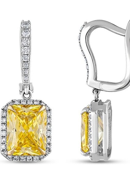 0.41 Karat Sarı Topaz Taşlı Pırlanta Küpe