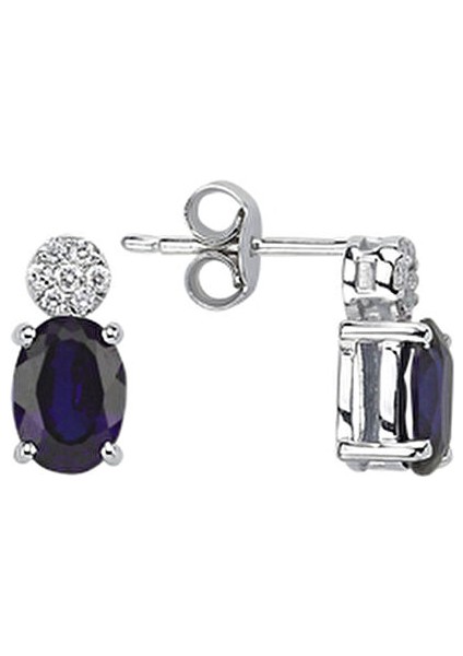 0.11 Karat Safir Taşlı Pırlanta Küpe