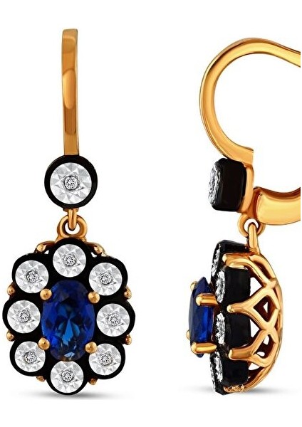 0.07 Karat Safir Renkli Elmas Küpe