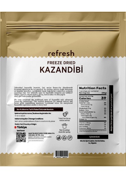 Freeze Dry Kazandibi Tatlısı - Dondurularak Kurutulmuş Tatlı- 30GR modelleri