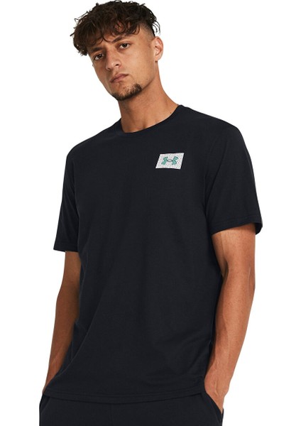 Siyah Erkek Bisiklet Yaka Bol Kesim T-Shirt 1382828-001 Ua Color Block Logo Lc