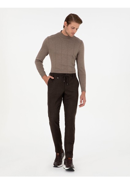 Kahverengi Ex. Slim Fit Kumaş Pantolon