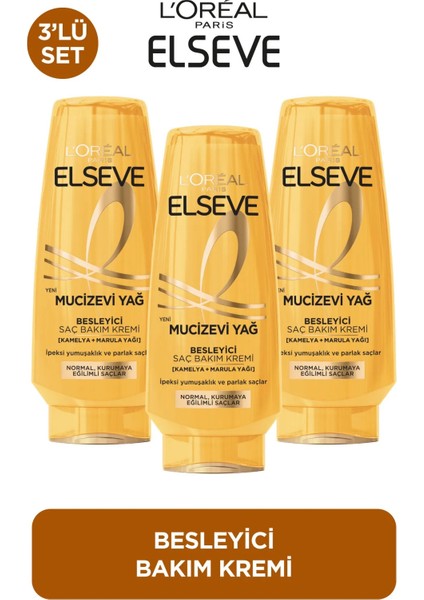 L' Oreal Paris 3'lü Elseve Mucizevi Yağ Besleyici Saç Bakım Kremi 250 ml