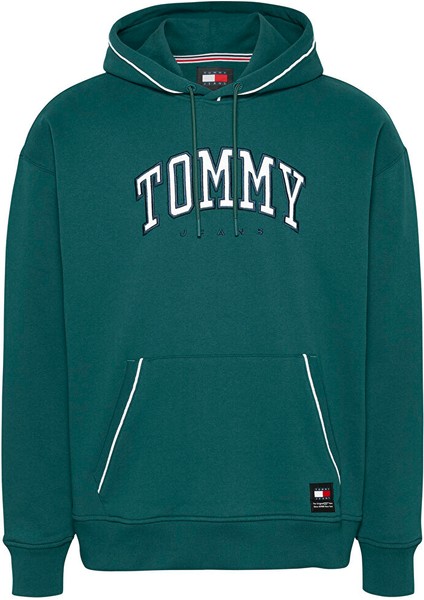 Yeşil Erkek Kapüşon Relaxed Baskılı Sweatshirt DM0DM19760CWG Rlx Varsıty Pıppıng