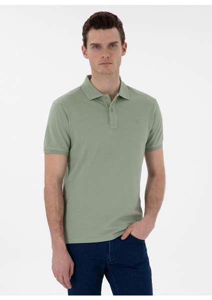 Yeşil Erkek Slim Fit Polo T-Shirt Sunny