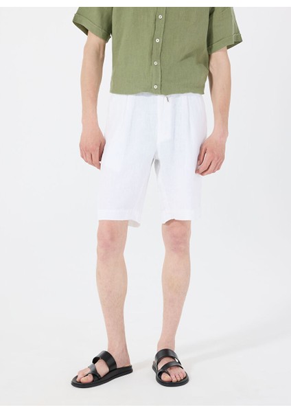 Beyaz Erkek Standart Bermuda Şort Mr Rog Short