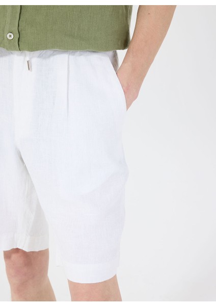 Beyaz Erkek Standart Bermuda Şort Mr Rog Short