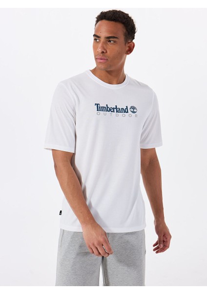 Uv-Protectıon Logo Short Sleeve Tee Beyaz Bisiklet Yaka Regular Fit Baskılı Erkek T-Shirt modelleri