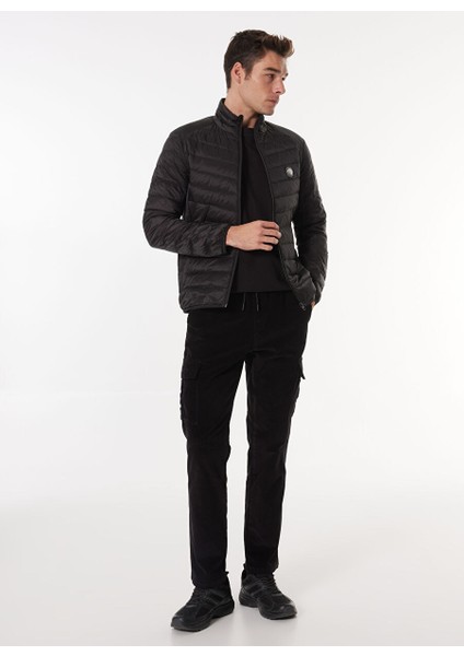 Siyah Erkek Jogger Nakışlı Kargo Pantolon D4WM-PNT3344