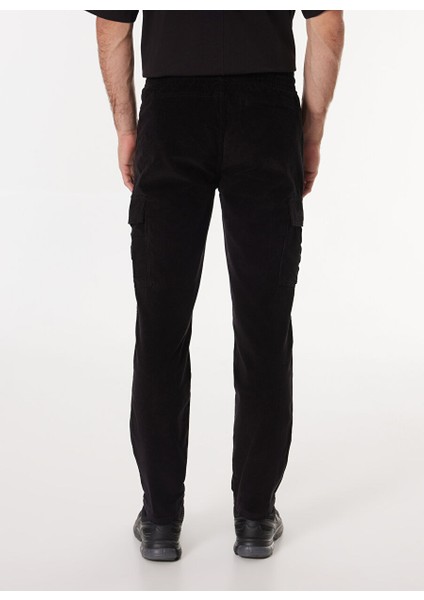 Siyah Erkek Jogger Nakışlı Kargo Pantolon D4WM-PNT3344