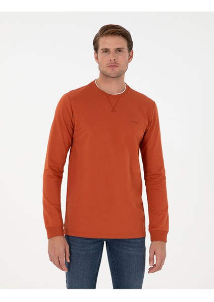 Kiremit Regular Fit Bisiklet Yaka Basic Sweatshirt