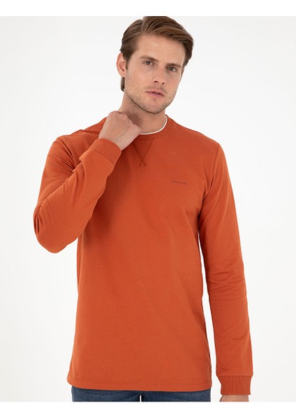 Kiremit Regular Fit Bisiklet Yaka Basic Sweatshirt
